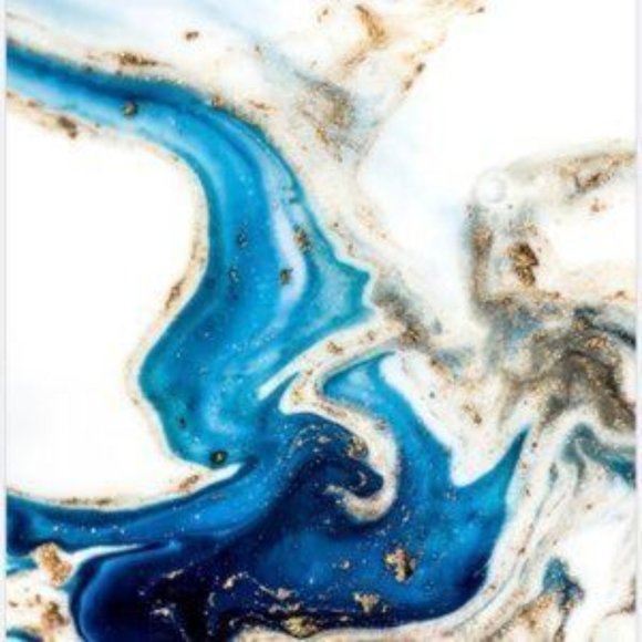Blue White Contemporary Abstract Art Print - Picture 2 of 2